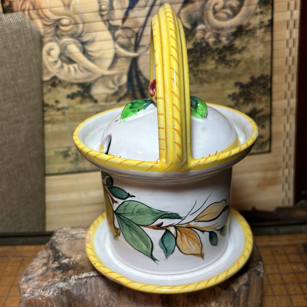 Fratelli Fanciullacci Jar Italy Fig Finial Jam Jelly Hand-Painted Ceramic 7”x5” - Picture 7 of 16